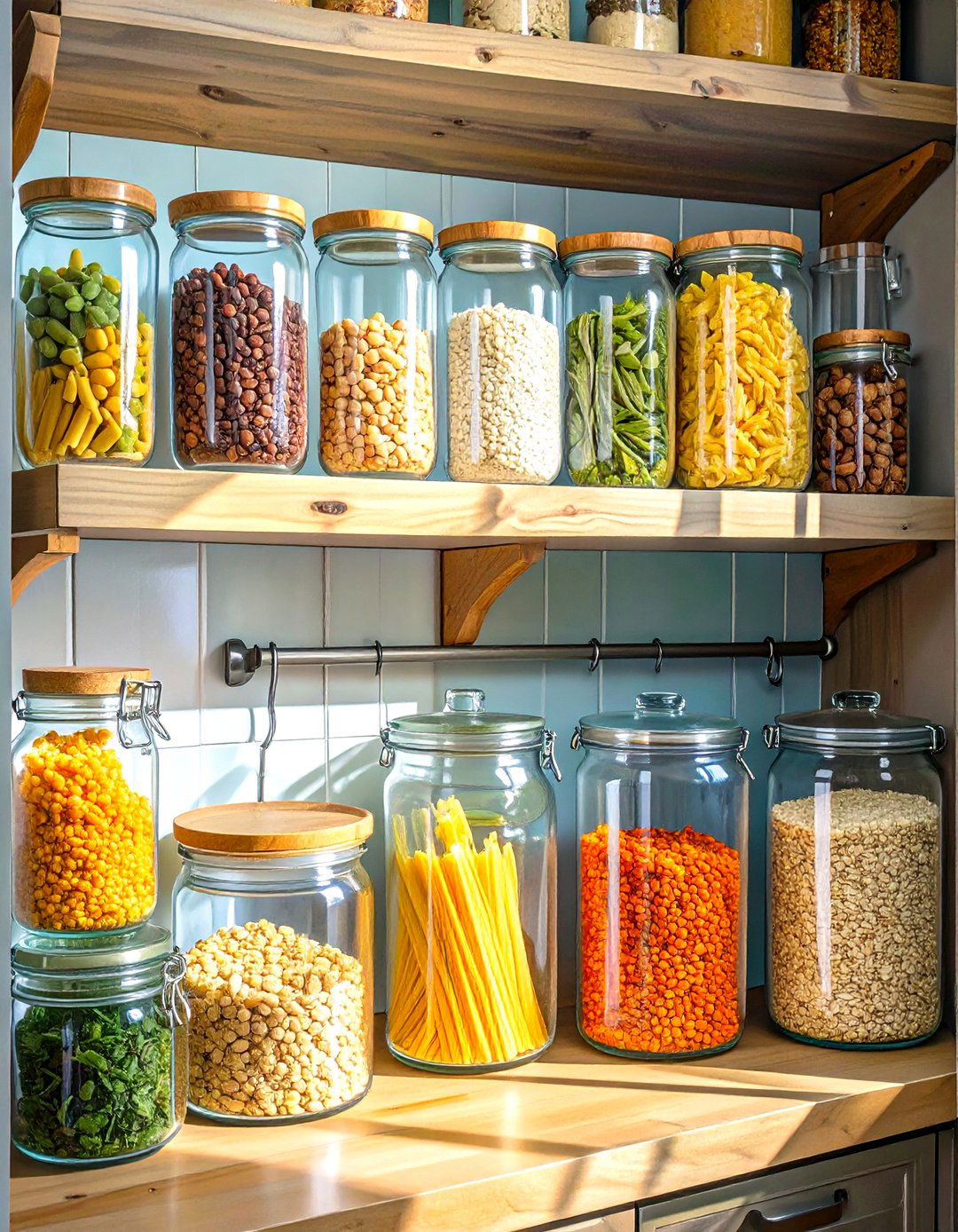 Use Clear Storage Containers - 30 small kitchen decorating ideas
