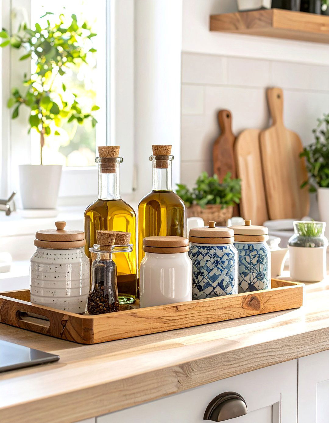 Use Coordinated and Attractive Containers - 30 small kitchen decorating ideas