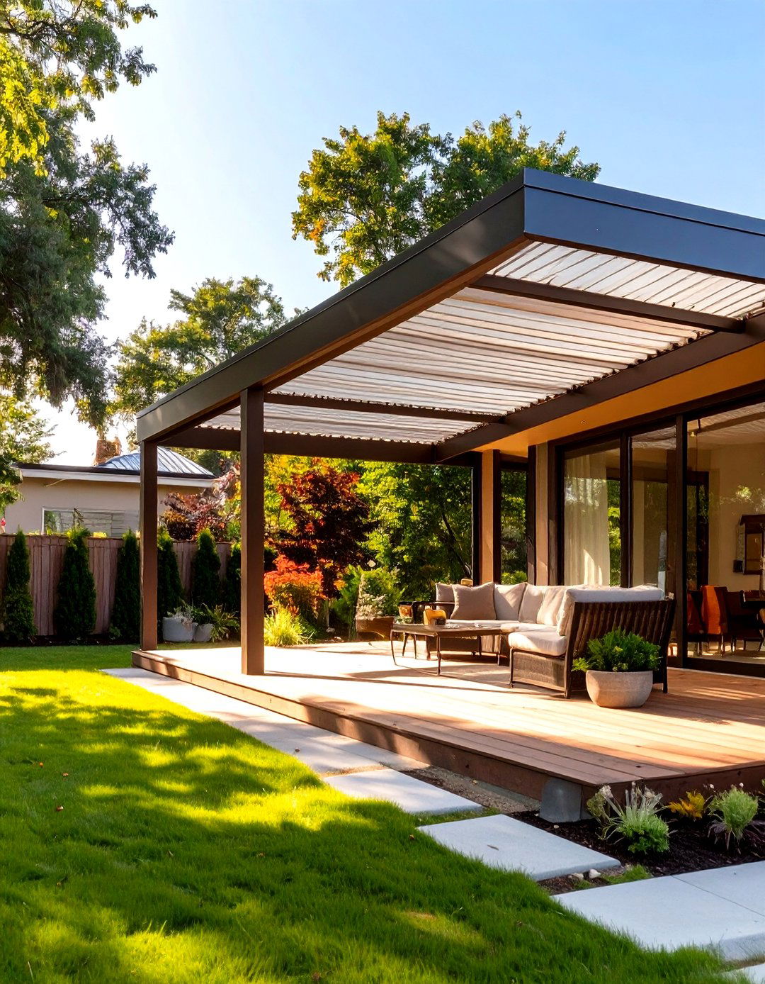 Use Corrugated Metal for a Simple Roof - 30 screen porch ideas on a budget