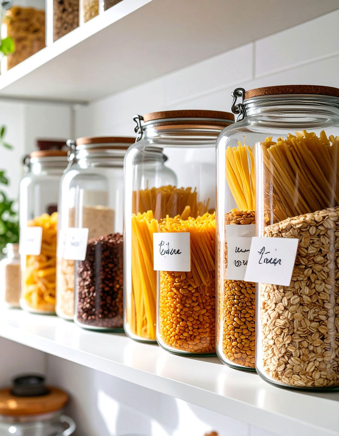 Use Jars for Uniform Pantry Storage - 30 very small kitchen ideas on a budget