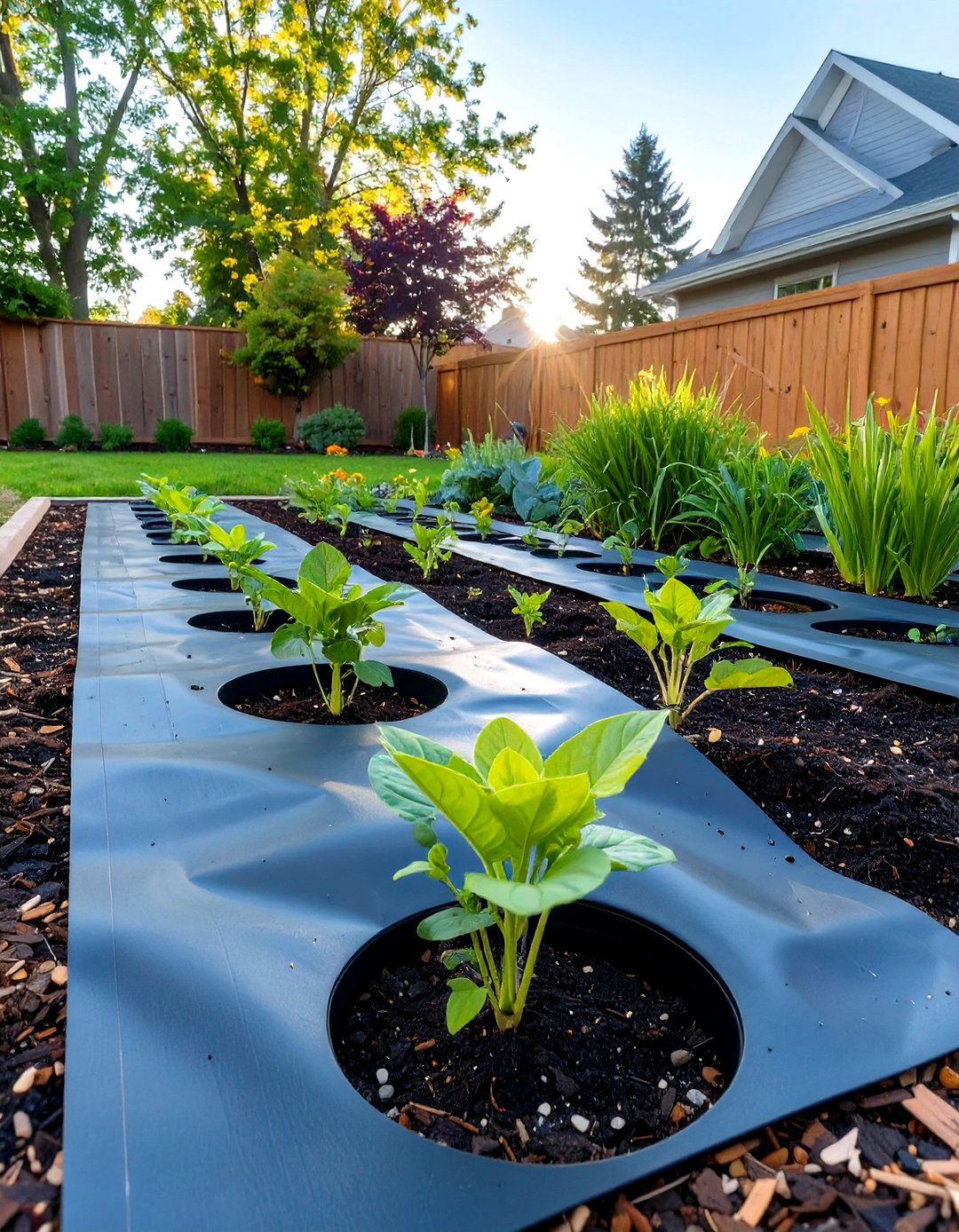 Use Landscape Fabric to Stop Weeds - 30 simple backyard landscaping ideas