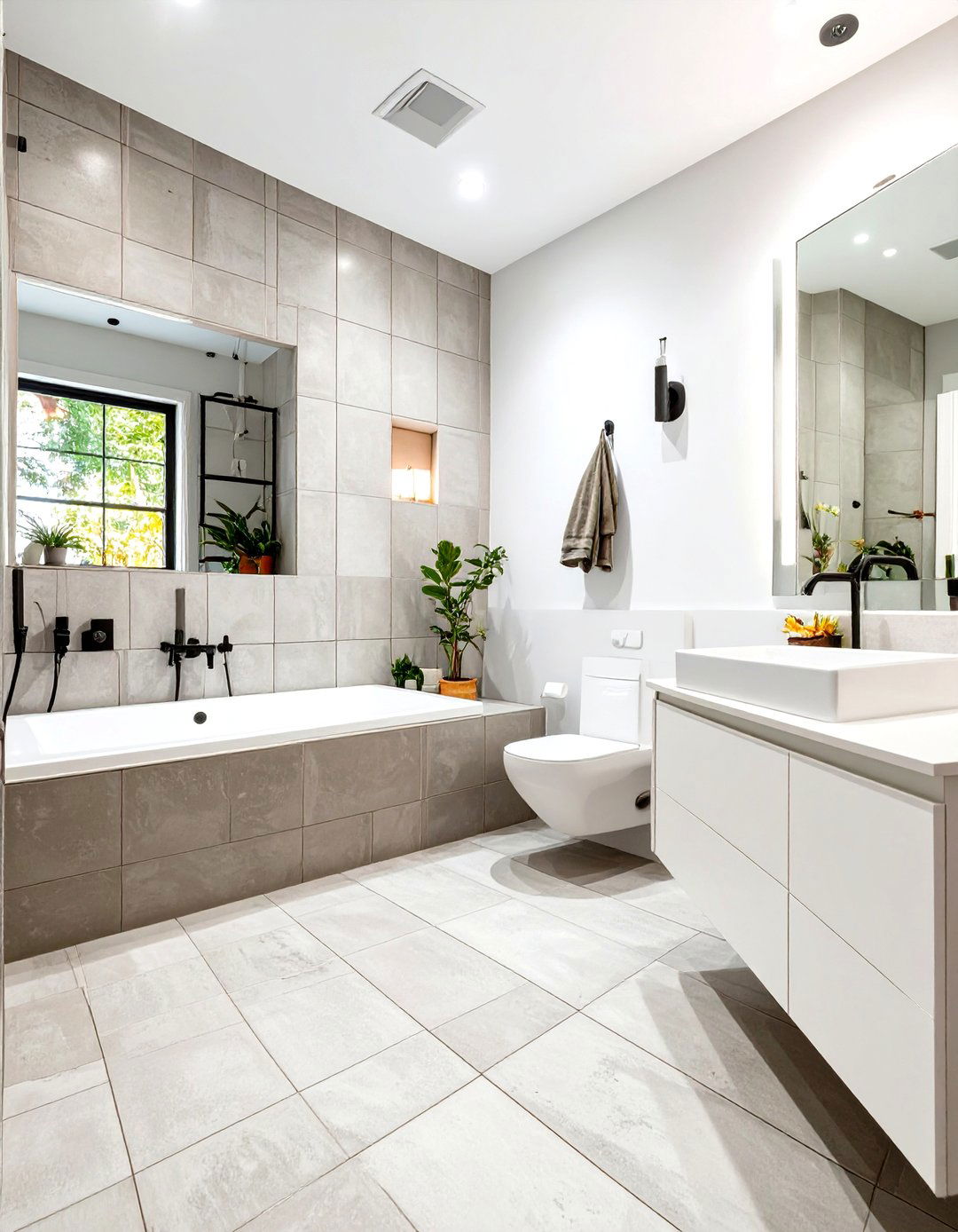 Use Large Format Tiles - 30 small bathroom renovation ideas