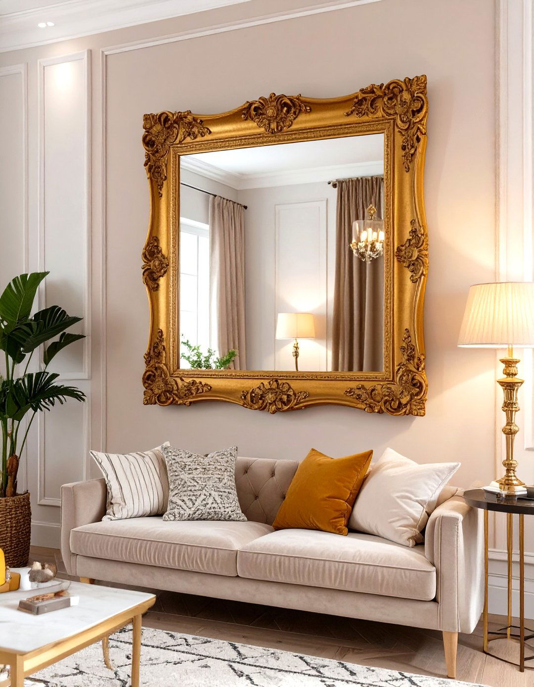 Use Mirrors to Reflect Warm Light - 30 small warm and cozy living room ideas