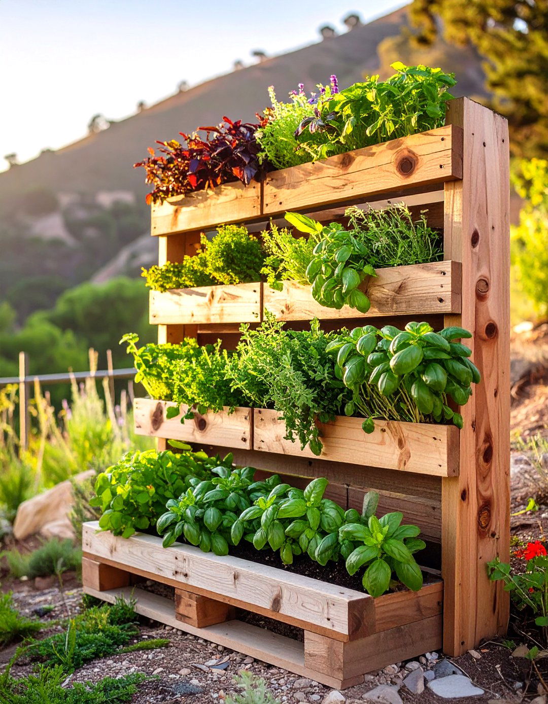 Use Pallets to Create a Vertical Herb Garden - 30 sloped backyard ideas on a budget