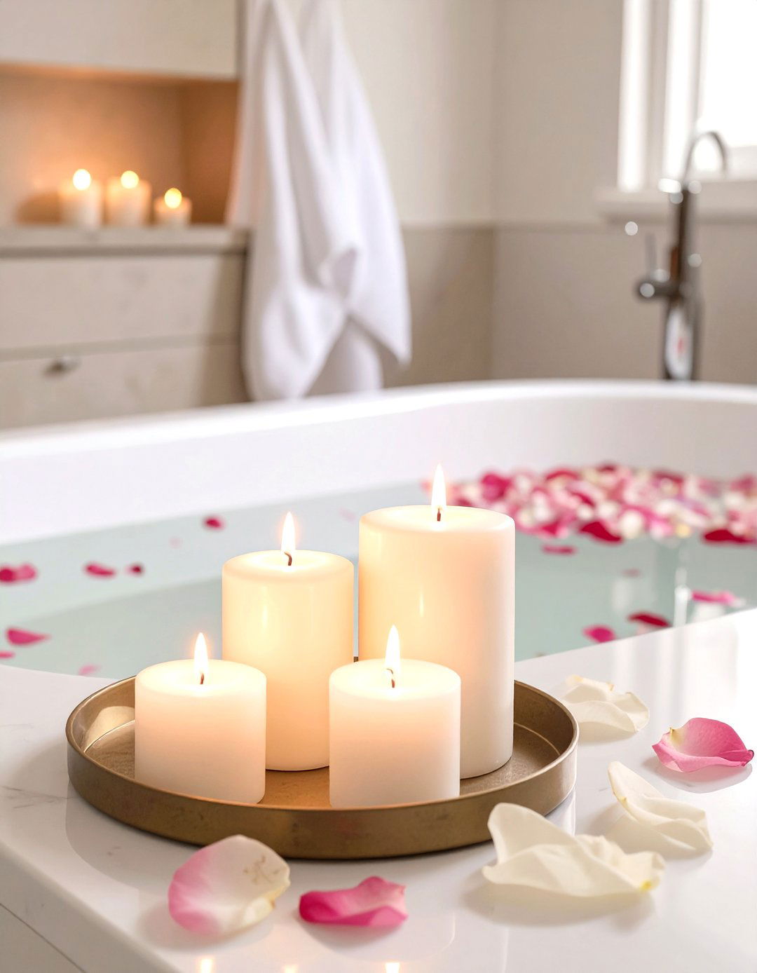 Use Scented Candles for Ambiance - 30 spa like bathroom ideas