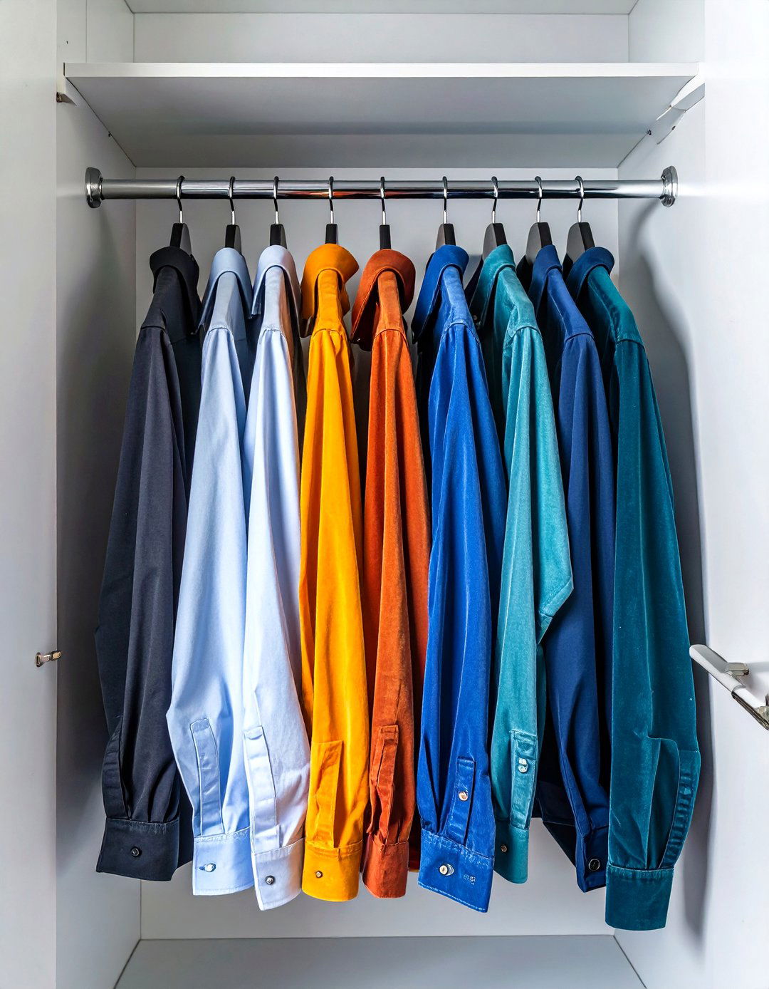 Use Slim Velvet Hangers - 30 small closet organizer ideas