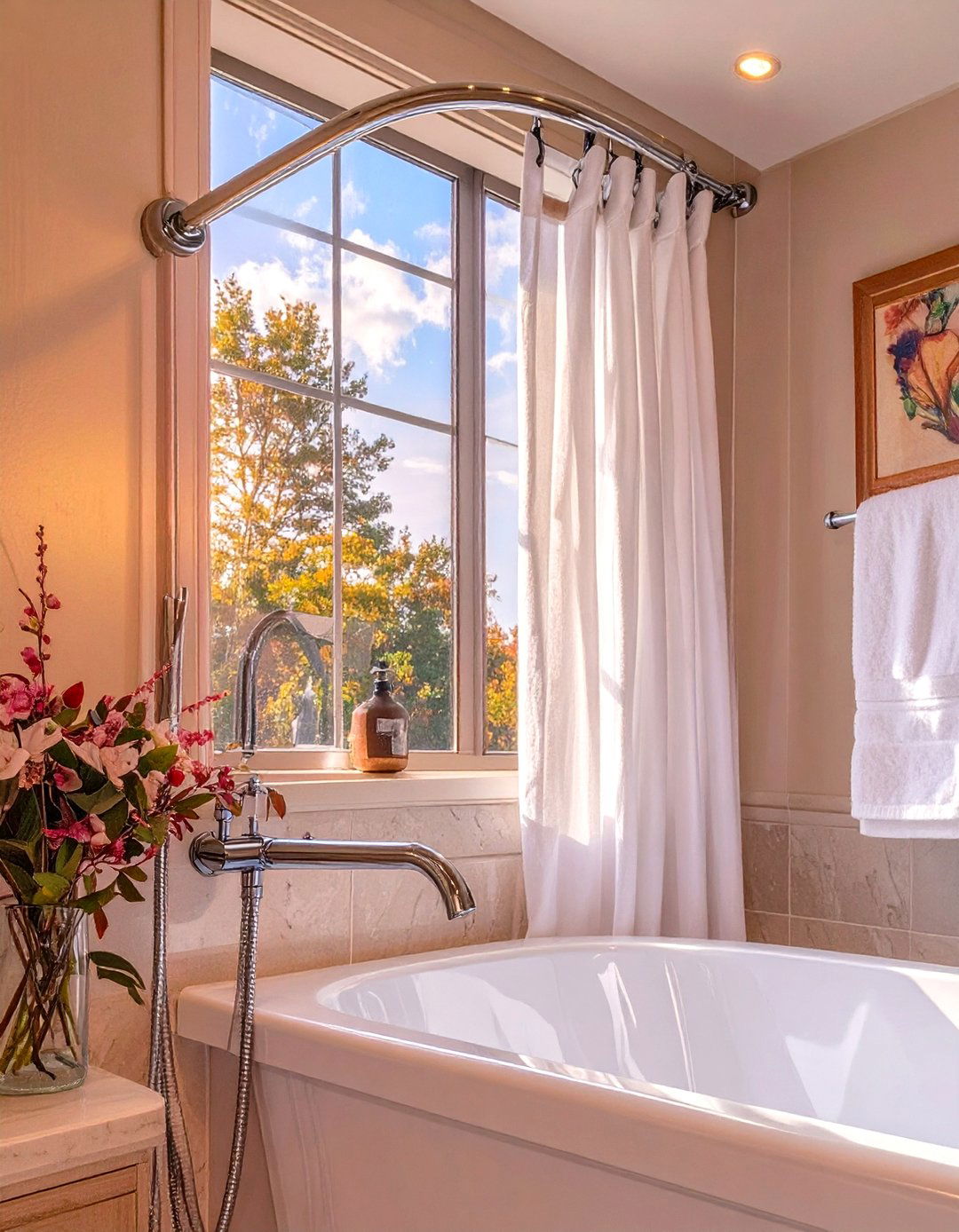 Use a Curved Shower Rod - 30 small bathroom decorating ideas