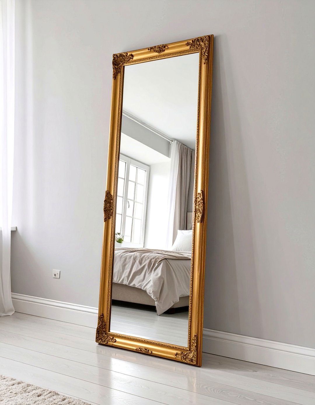 Use a Full Length Leaning Mirror - 30 simple bedroom decorating ideas