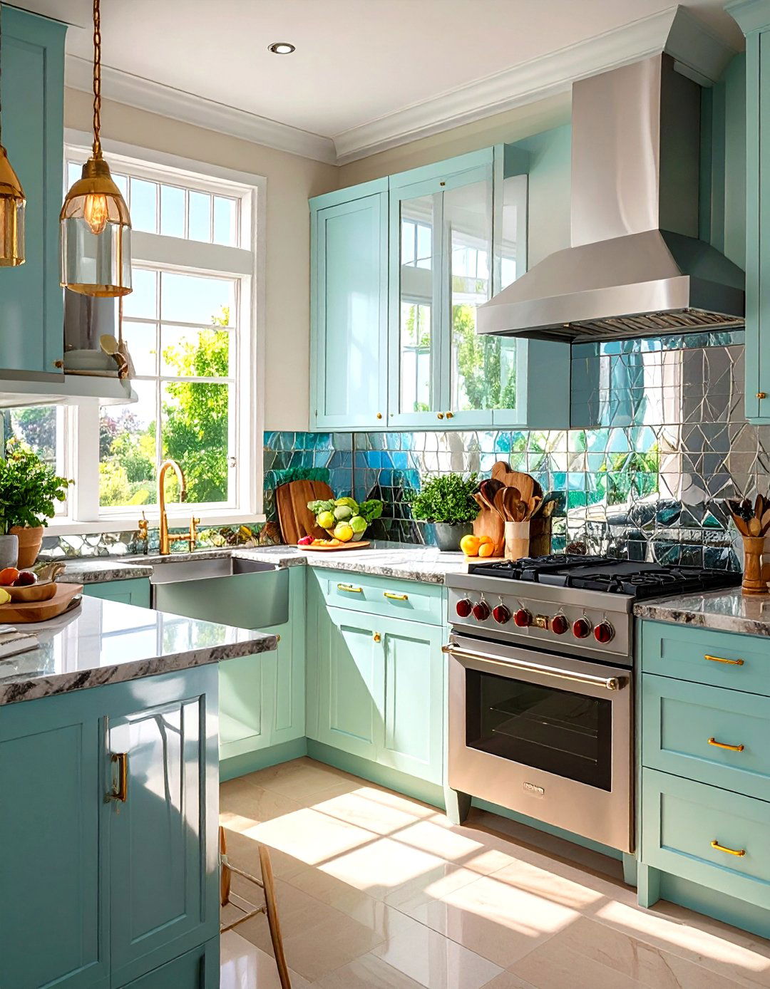 Use a Mirrored Backsplash - 30 very small kitchen ideas on a budget