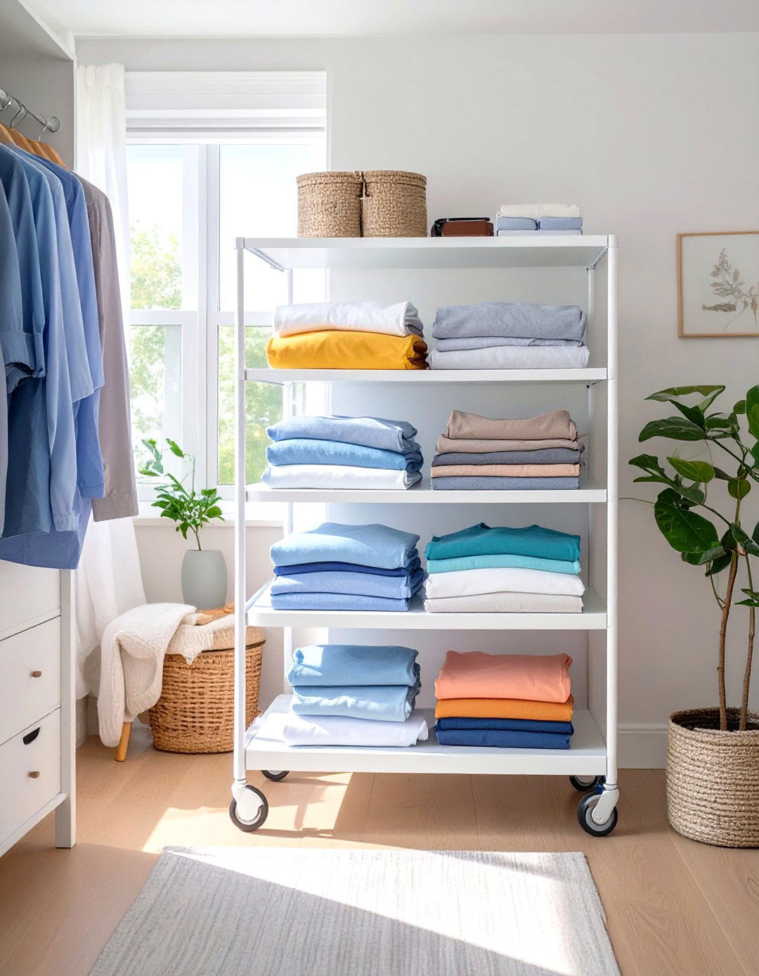 Use a Rolling Cart for Flexible Storage - 30 small closet ideas for bedroom