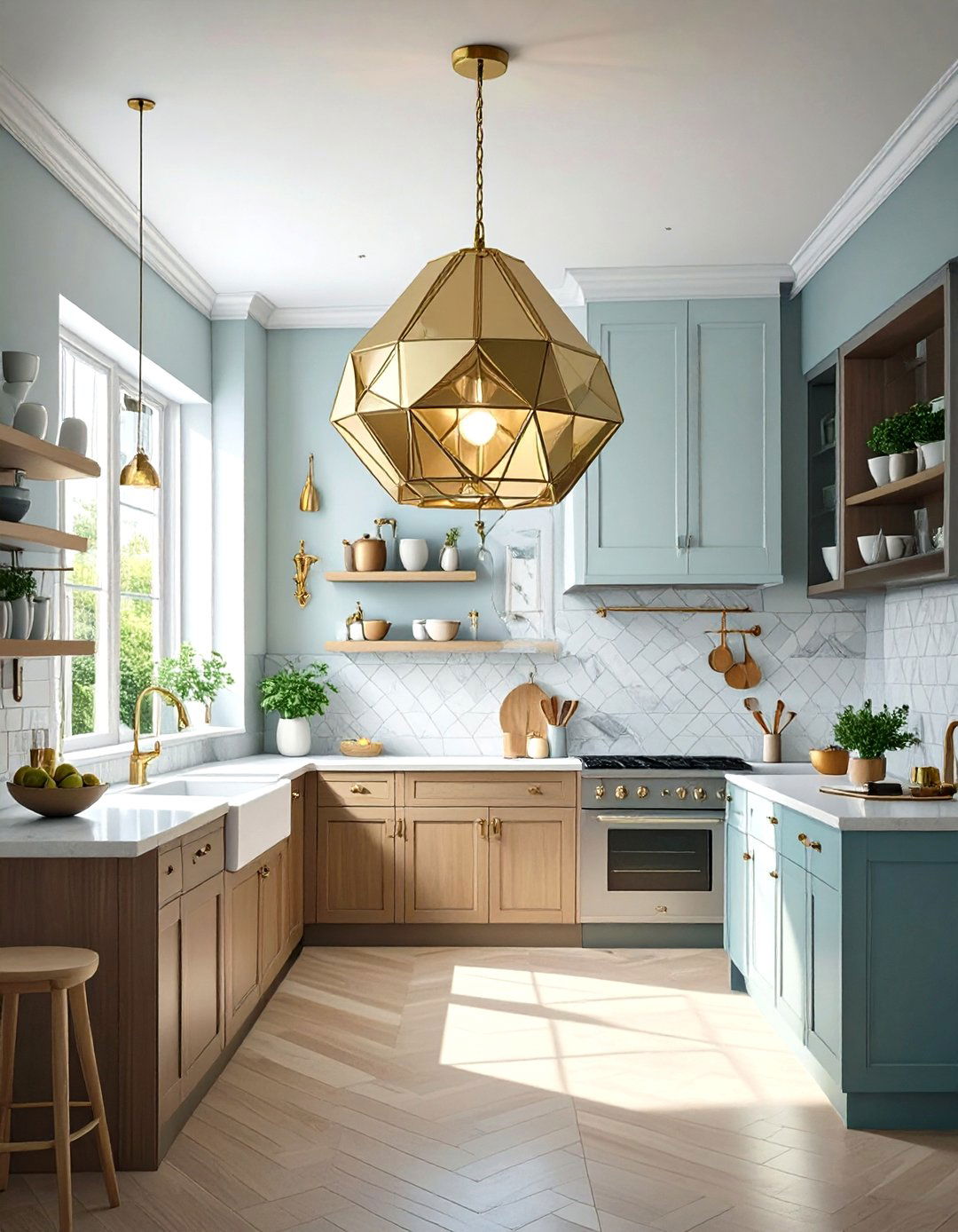 Use a Single Statement Light Fixture - 30 very small kitchen ideas on a budget