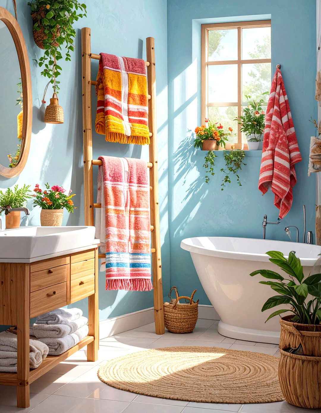 Use a Towel Ladder for Storage - 30 small guest bathroom ideas