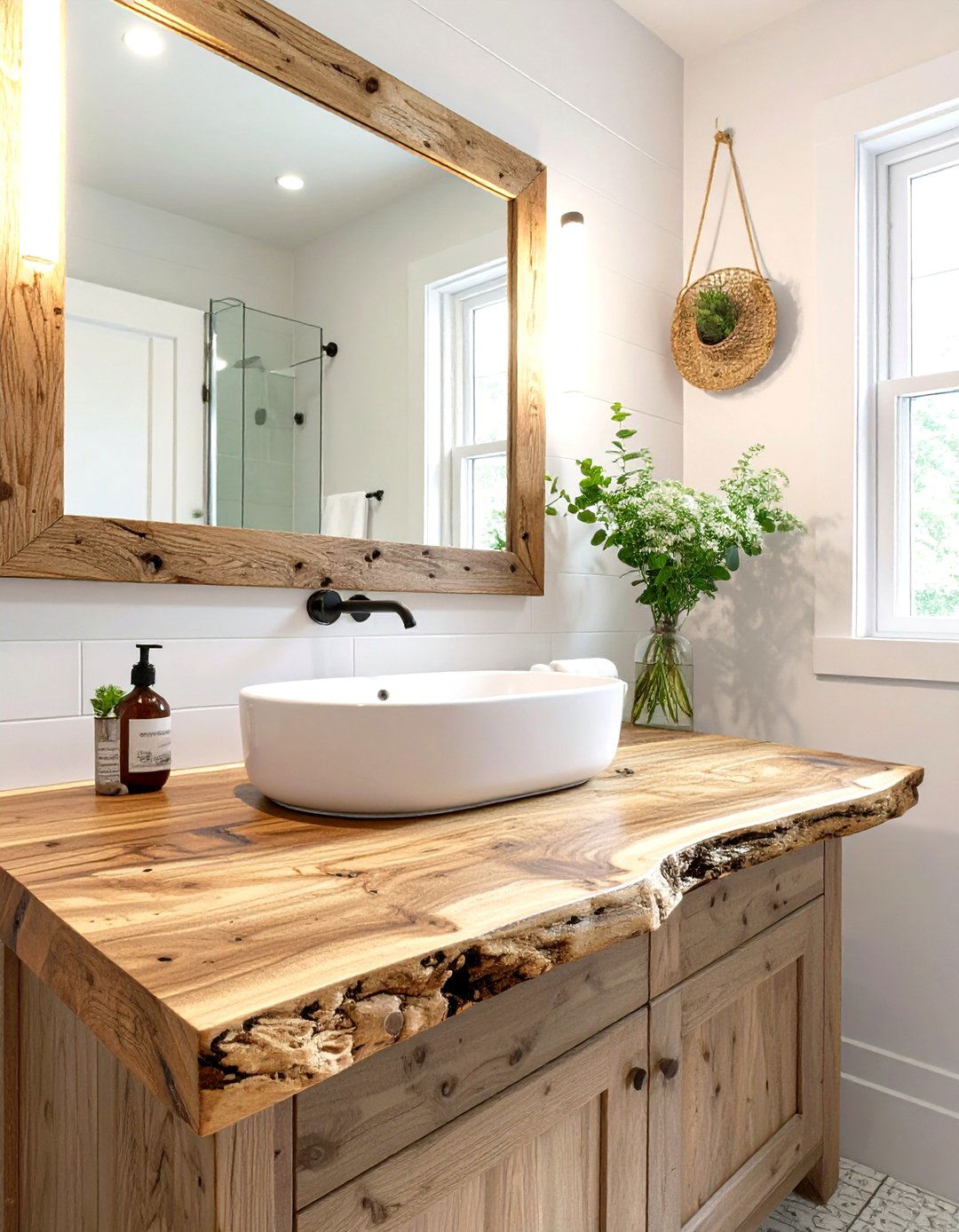 Use of Natural Wood for Warmth - 30 small half bathroom ideas