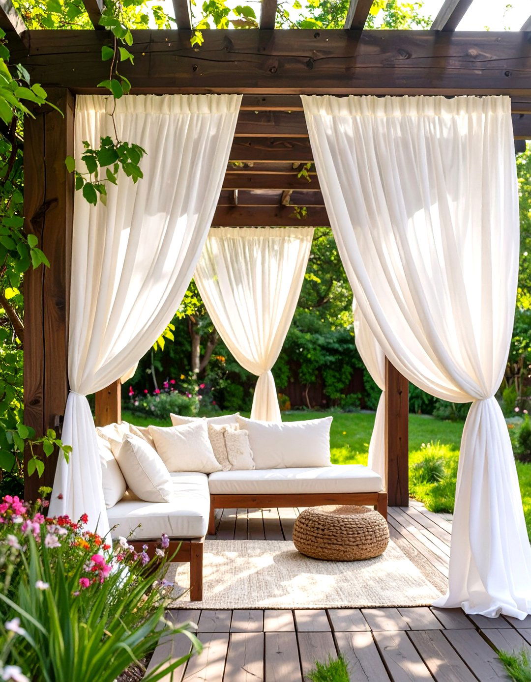 Use of Outdoor Curtains - 30 small backyard landscape ideas