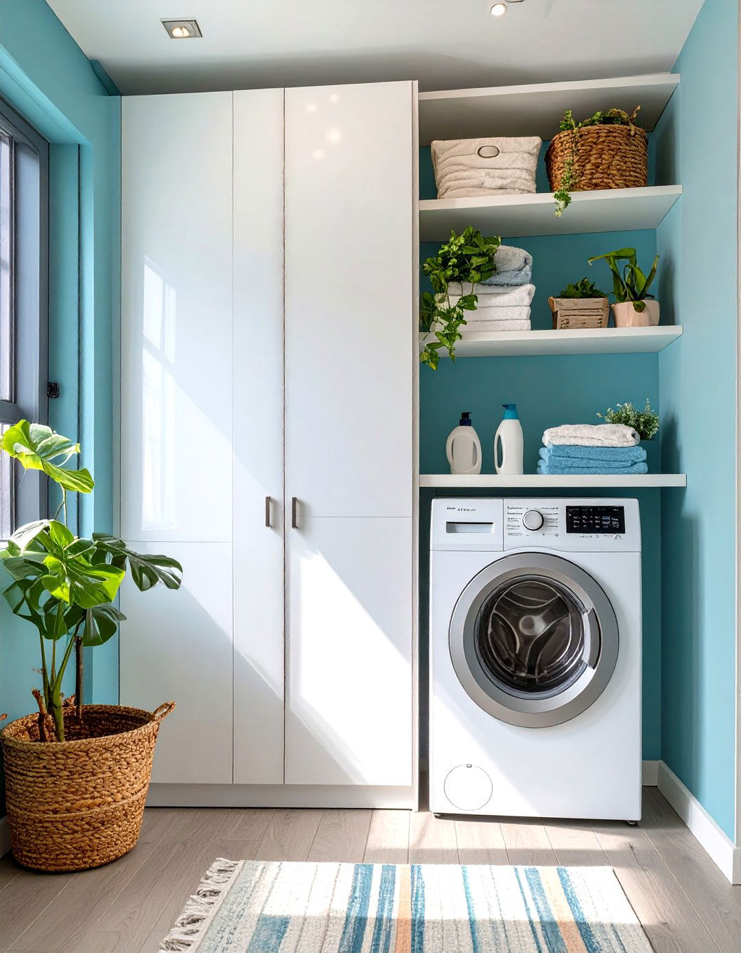 Use of Vertical Space with Tall Cabinets - 30 small laundry room design ideas