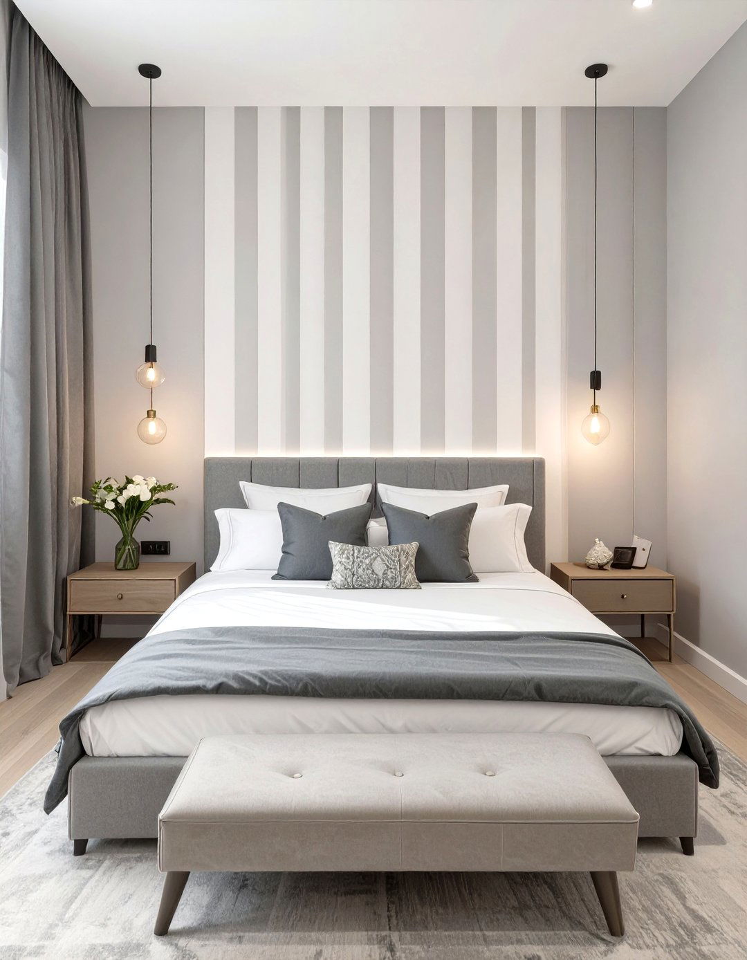 Use of Vertical Stripes - 30 small master bedroom ideas