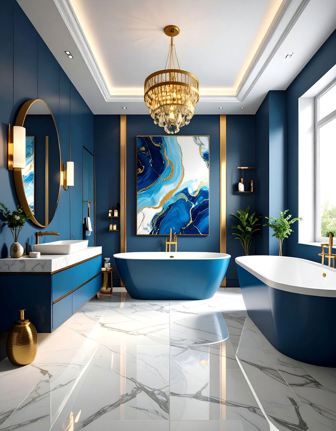 Use of a Single Large Art Piece - 30 remodel small bathroom ideas