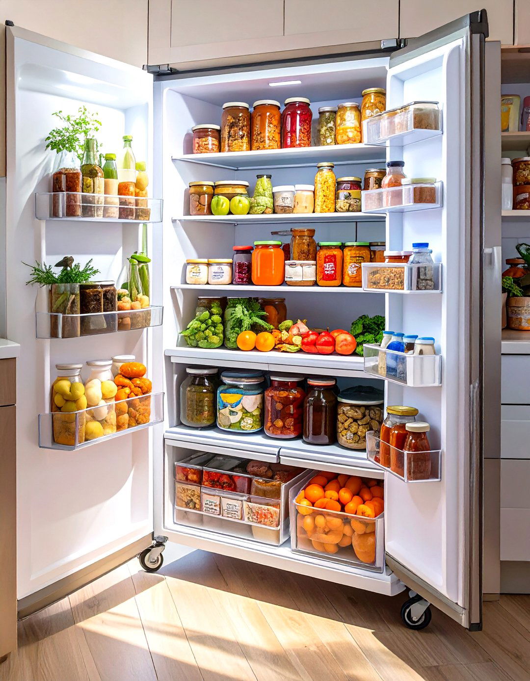 Use of a Slim Rolling Pantry - 30 small kitchen organization ideas