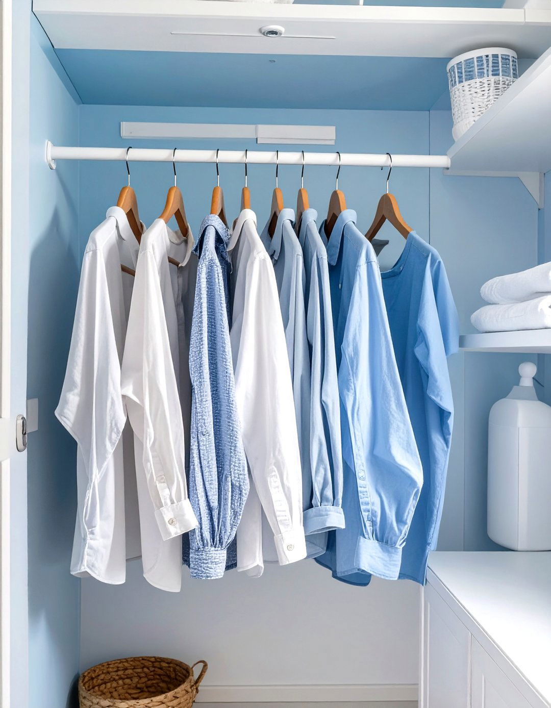 Use of a Tension Rod for Hanging - 30 tiny laundry room ideas