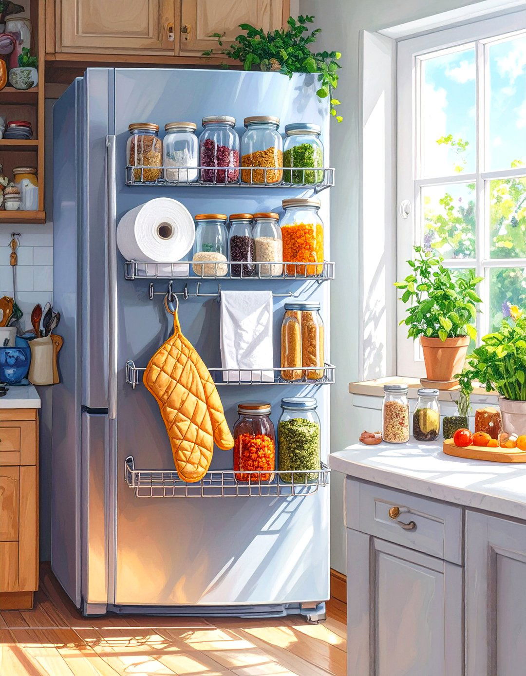 Use the Side of Your Refrigerator for Storage - 30 small kitchen storage ideas