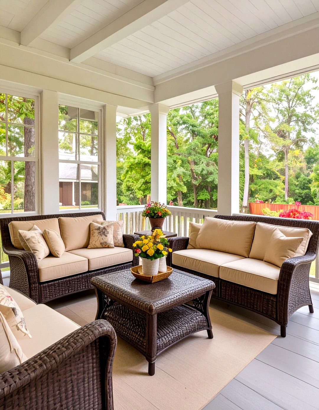 Using All Weather Wicker Furniture - 30 simple screened in porch ideas