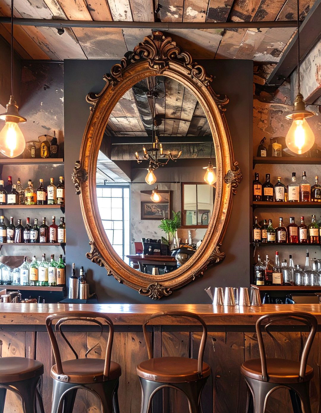 Using Antique Mirrors for Speakeasy Decor - 30 speakeasy basement ideas