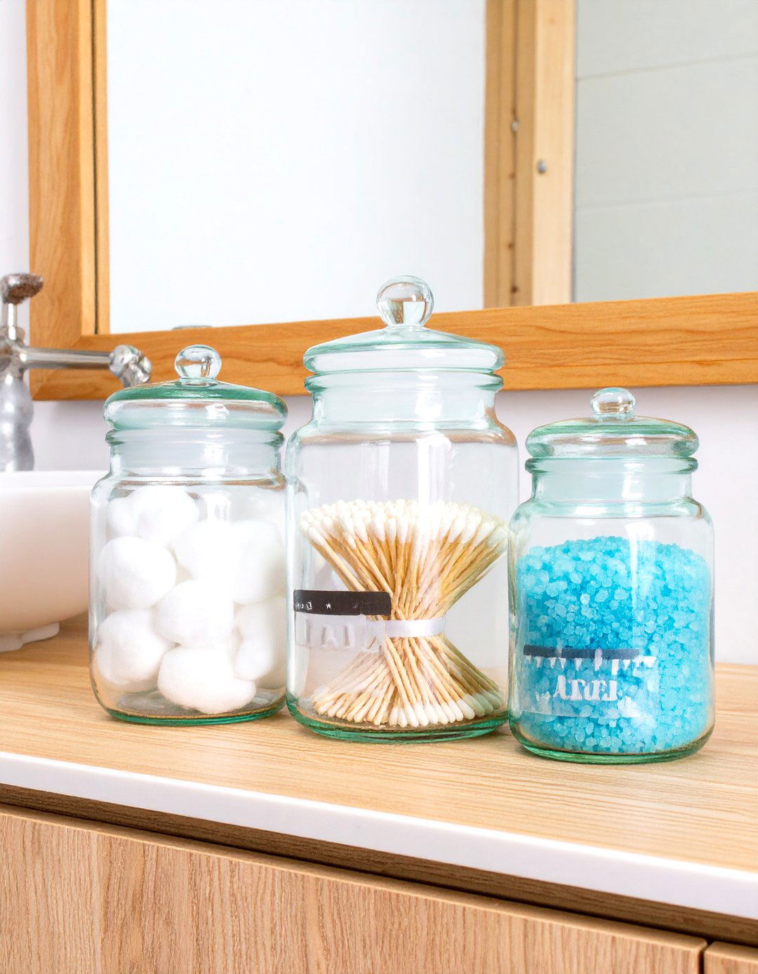 Using Apothecary Jars for Vanity Storage - 30 vanity decor ideas