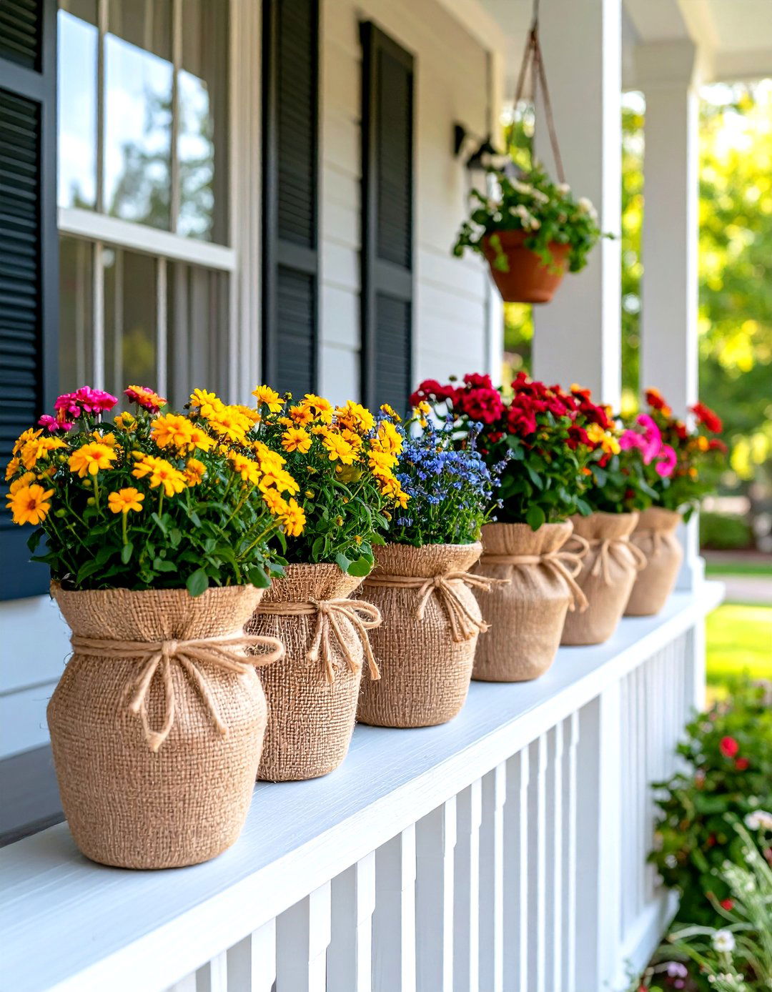 Using Burlap for Rustic Accents - 30 rustic front porch decorating ideas