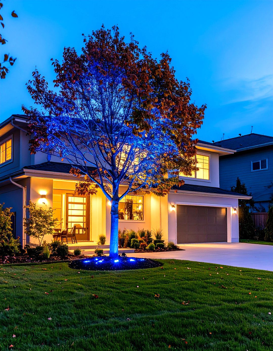 Using Color Changing LED Floodlights - 30 outdoor tree lighting ideas