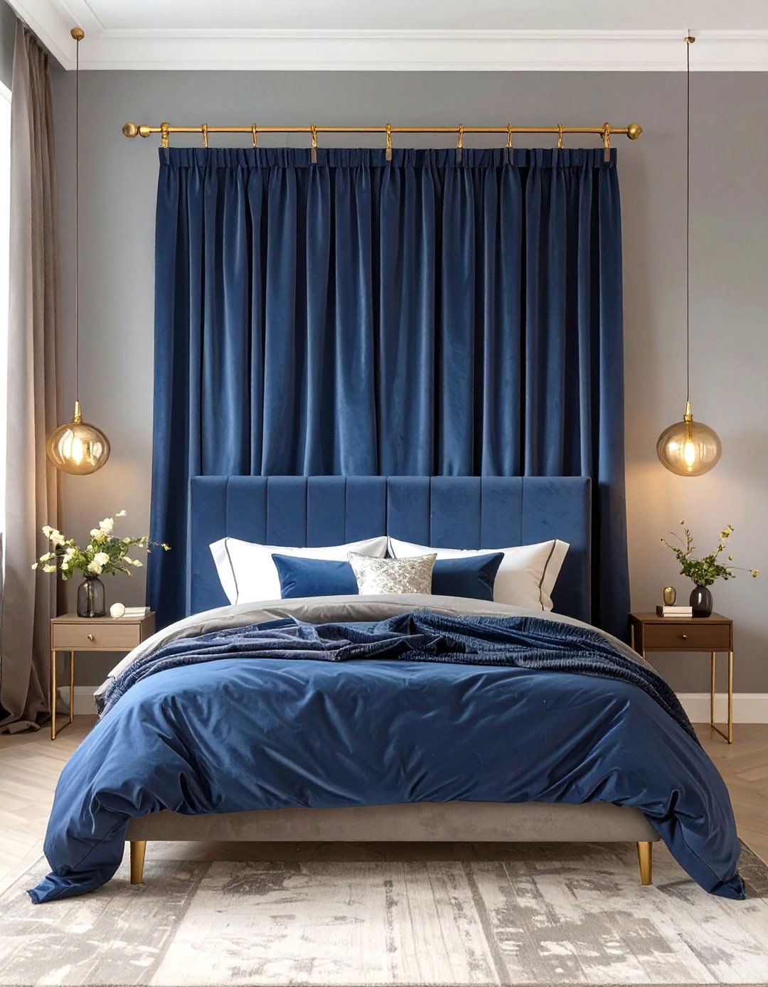 Using Curtains to Fake a Headboard - 30 small apartment bedroom ideas