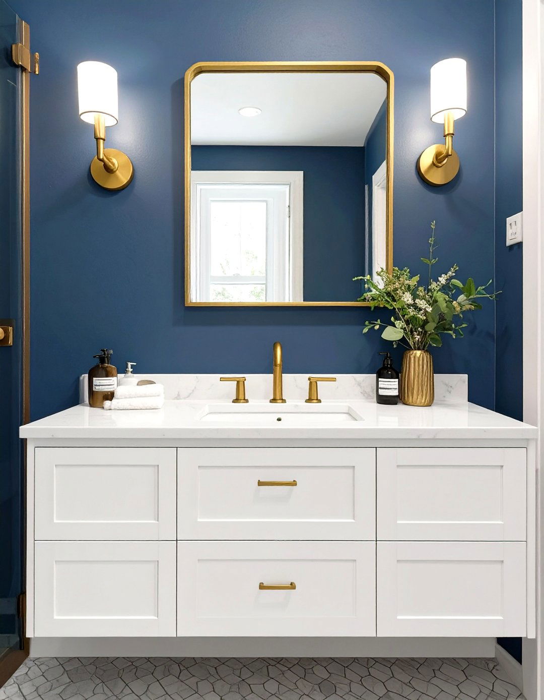Using Deep Navy Blue for Accent Walls - 30 small bathroom color trends 2025