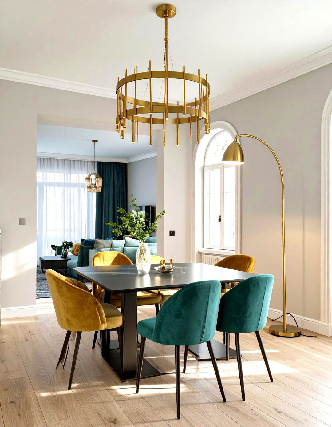 Using Different Lighting Fixtures for Each Zone - 30 small living room dining room combo layout ideas