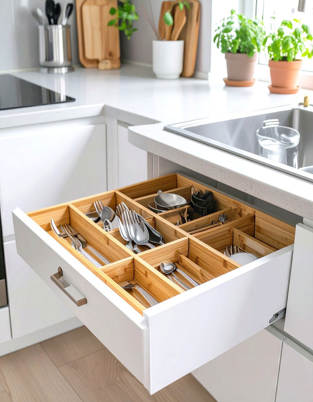 Using Drawer Dividers and Organizers - 30 small apartment kitchen ideas