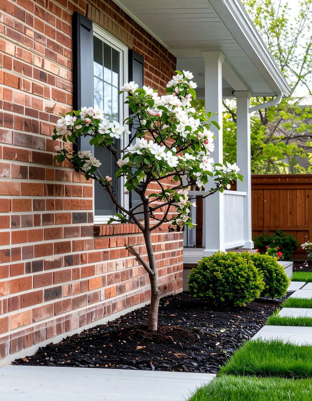 Using Espaliered Fruit Trees Against a Wall - 30 small front porch landscaping ideas