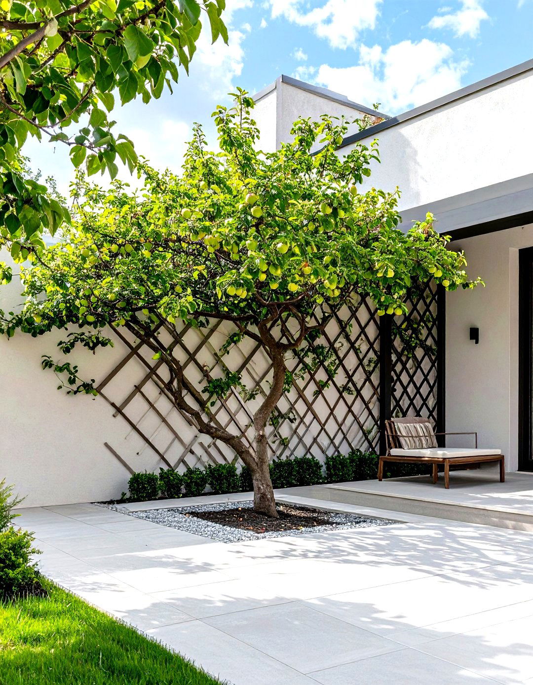 Using Espaliered Fruit Trees for a Living Fence - 30 patio landscaping ideas