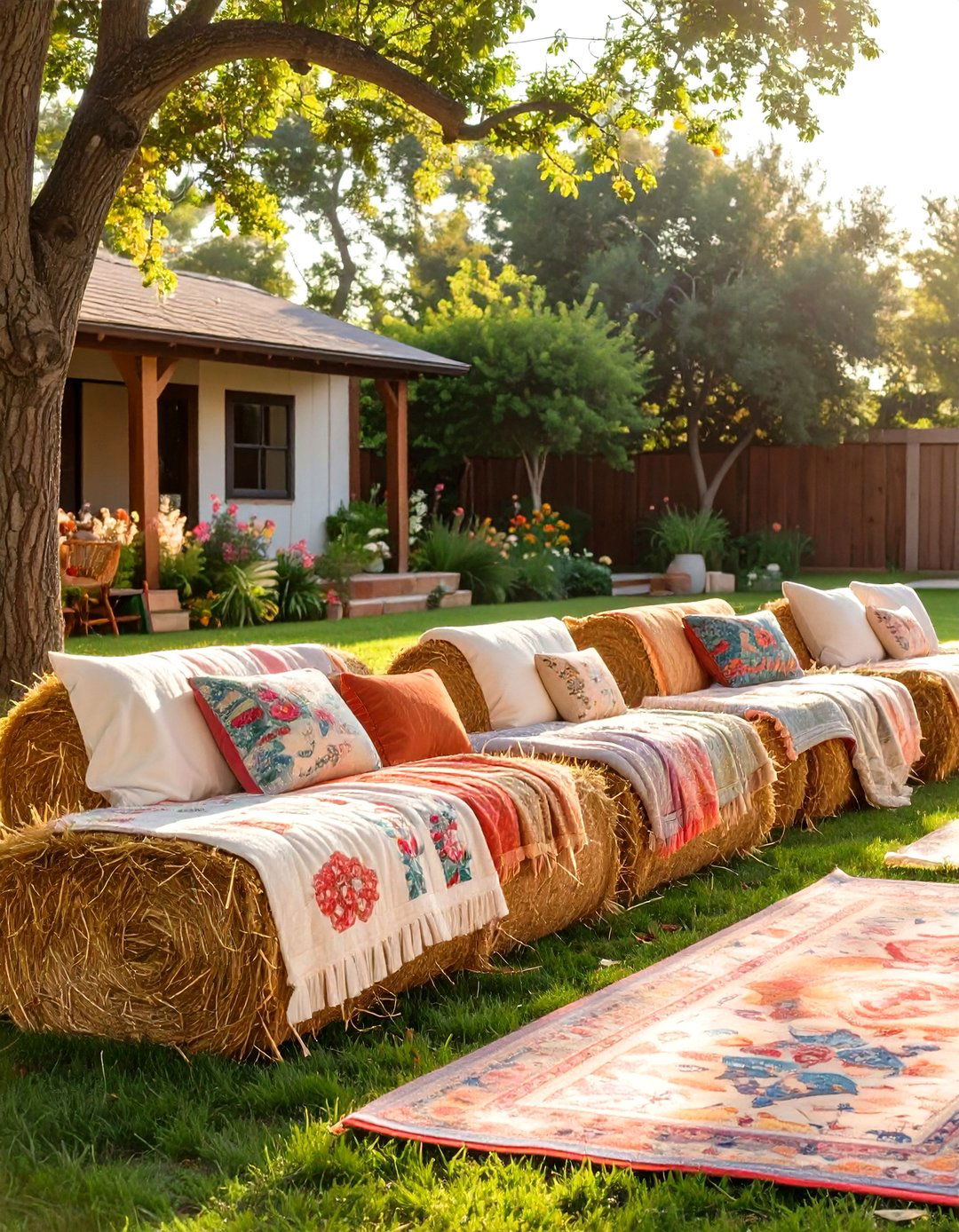 Using Hay Bales for Rustic Seating - 30 small backyard wedding ideas