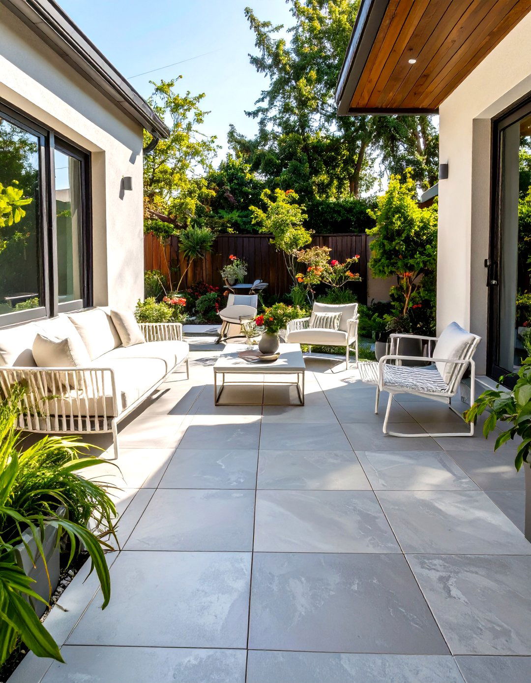 Using Large Format Pavers or Tiles - 30 small backyard patio ideas