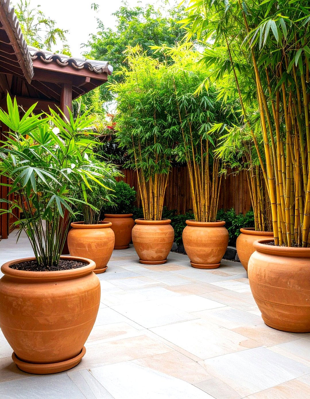 Using Large Potted Plants or Trees - 30 outdoor shade ideas