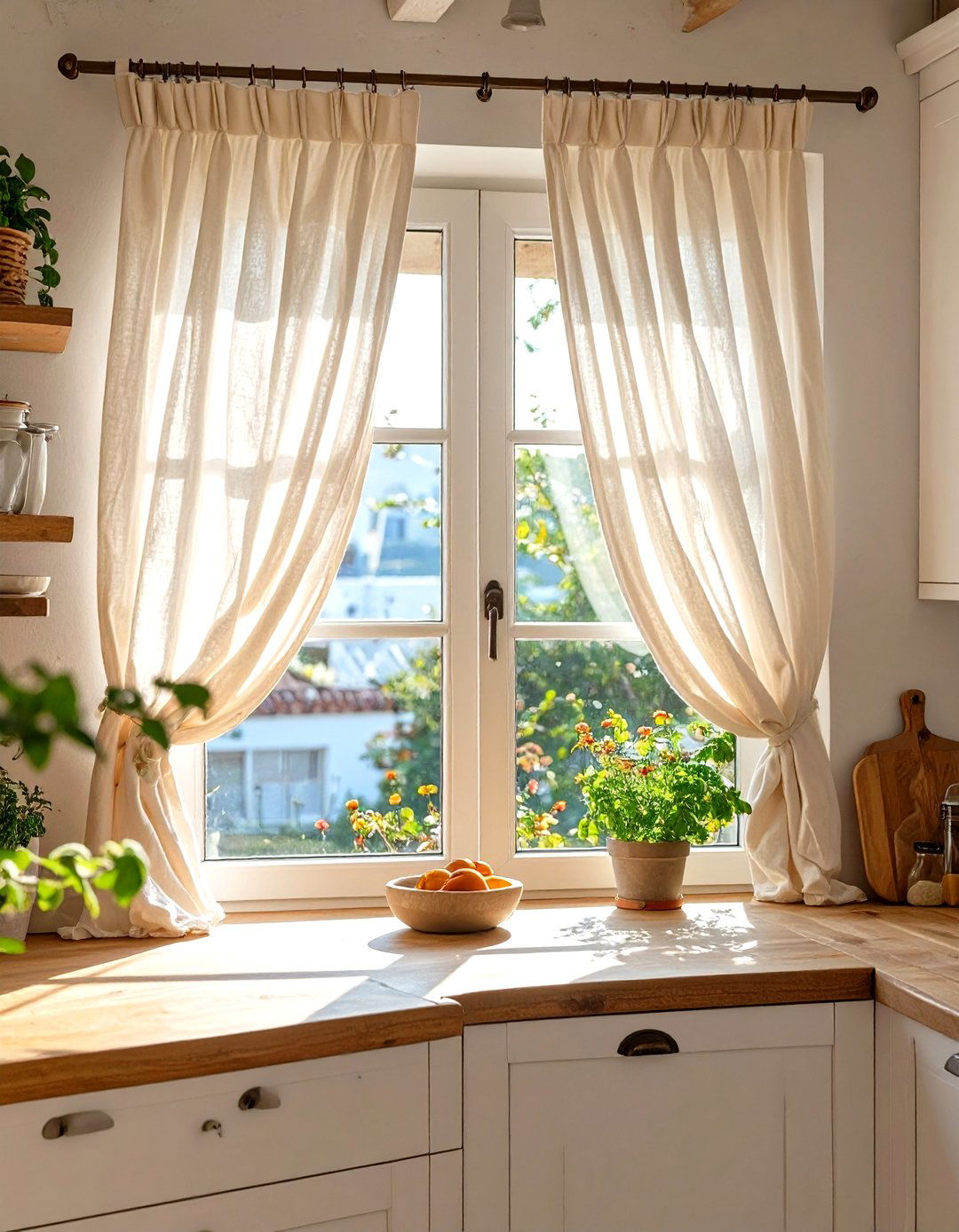 Using Light and Airy Window Treatments - 30 small coastal kitchen ideas