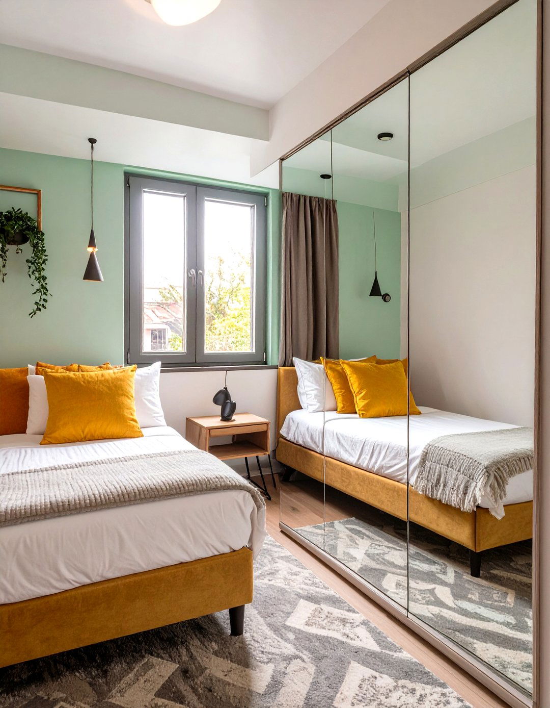 Using Mirrors to Create Depth - 30 twin bedroom ideas for small rooms