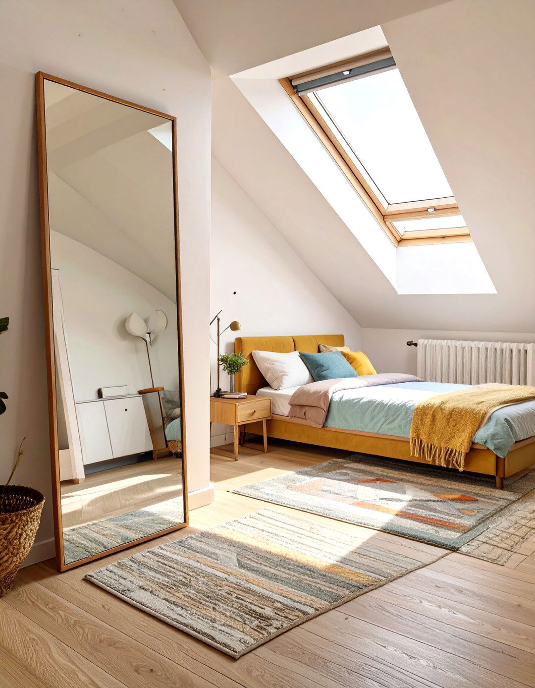 Using Mirrors to Create Depth - 30 small attic bedroom low sloped ceiling bedroom ideas