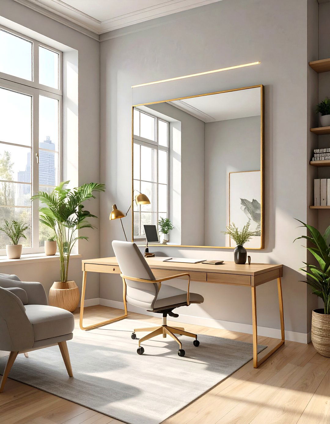 Using Mirrors to Create Space - 30 small office decor ideas