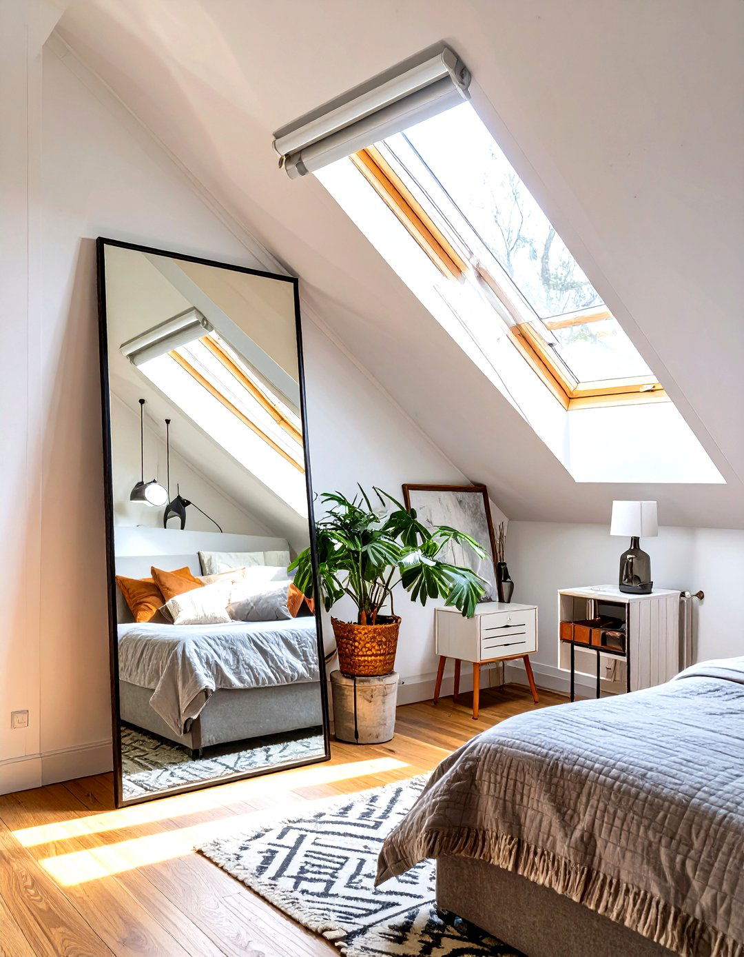 Using Mirrors to Create the Illusion of Space - 30 slanted ceiling low ceiling attic bedroom ideas