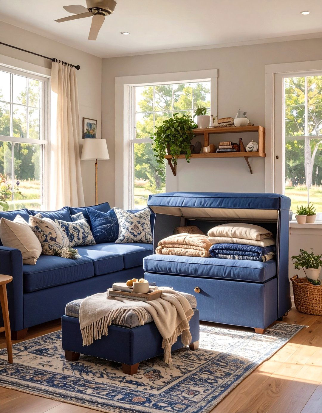 Using Multi Functional Ottoman - 30 single wide small mobile home living room ideas