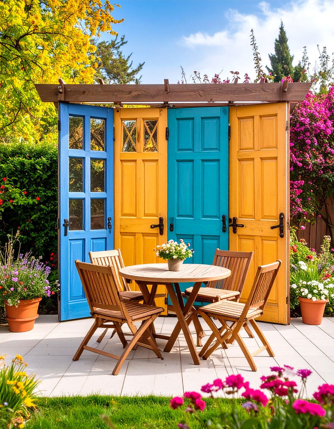 Using Old Doors as a Shade Screen - 30 patio shade ideas on a budget