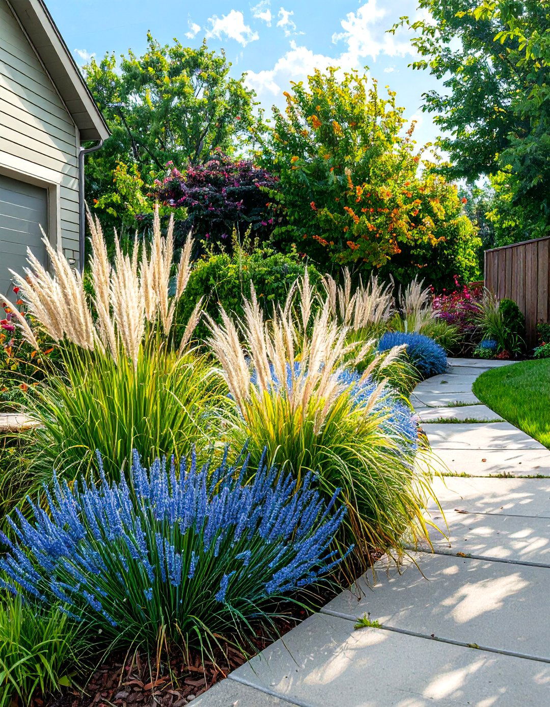 Using Ornamental Grasses - 30 simple front yard landscaping ideas