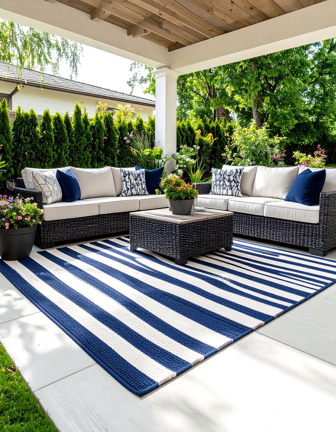 Using Outdoor Rugs to Define a Budget Patio Space - 30 patio ideas on a budget