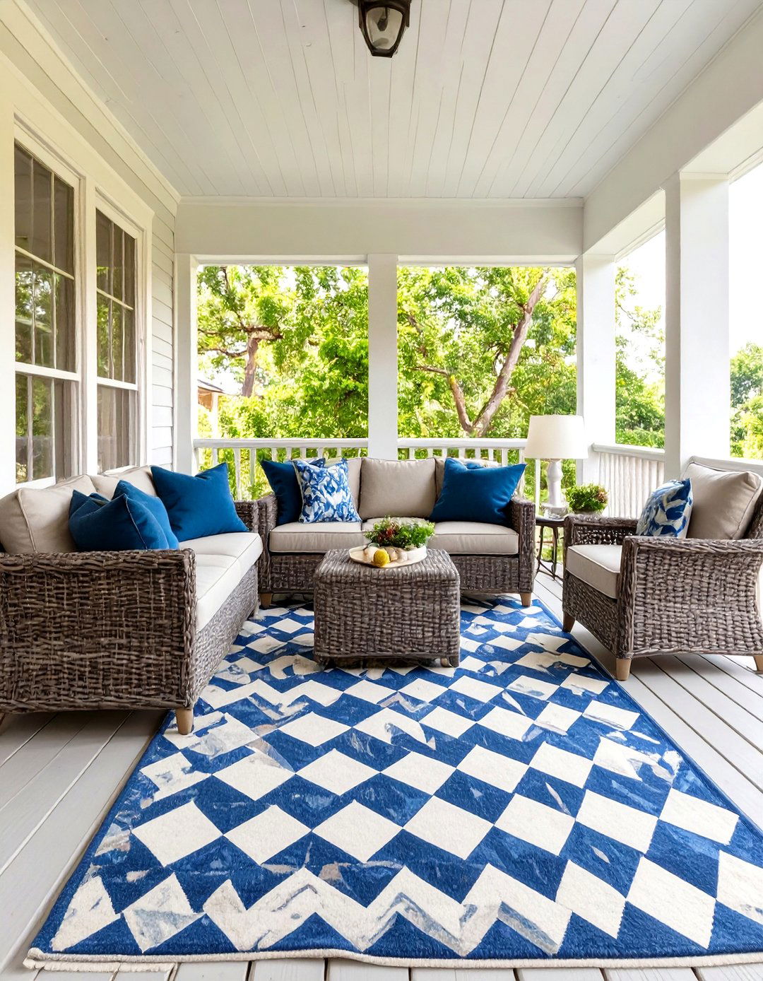 Using Outdoor Rugs to Define the Space - 30 simple screened in porch ideas