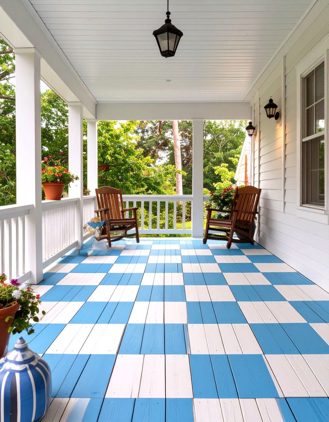 Using Painted Flooring for a Pop of Color - 30 simple screened in porch ideas