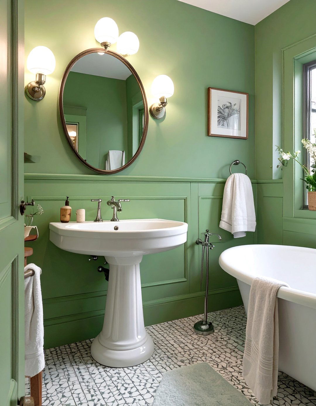 Using Pistachio Green for a Retro Touch - 30 small bathroom color trends 2025